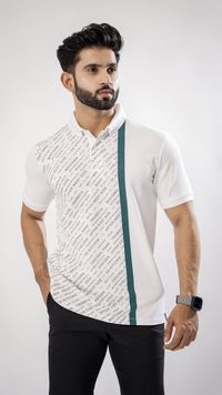 White And Green Super Soft Textured Organic Cotton Premium Cotton Polo