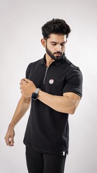 Jade Black Super Soft Cotton Mercerised Pique Polo Tee